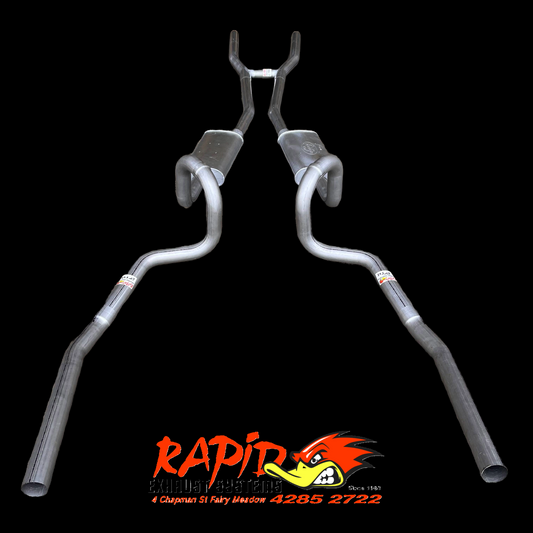 Holden HQ, HJ, HZ, HX (V8) Sedan 2 1/2" Mandrel bent Extractor back Dual Sports exhaust system with balance pipe