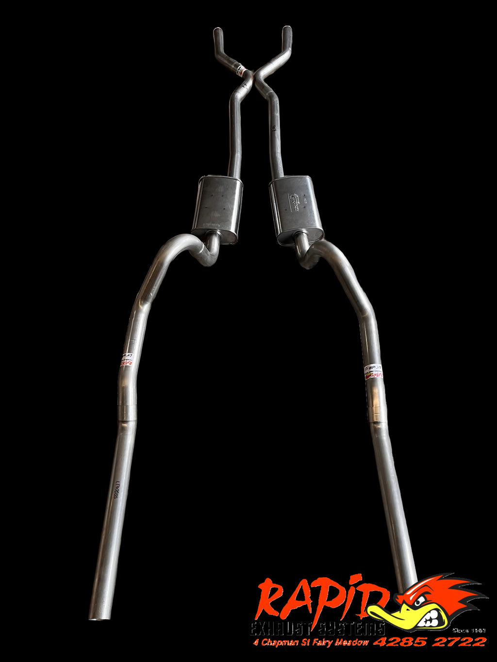 Ford Falcon XR, XT, XW, XY 2 1/2" Dual extractor back mandrel bent 409 S/S sports exhaust system with X pipe