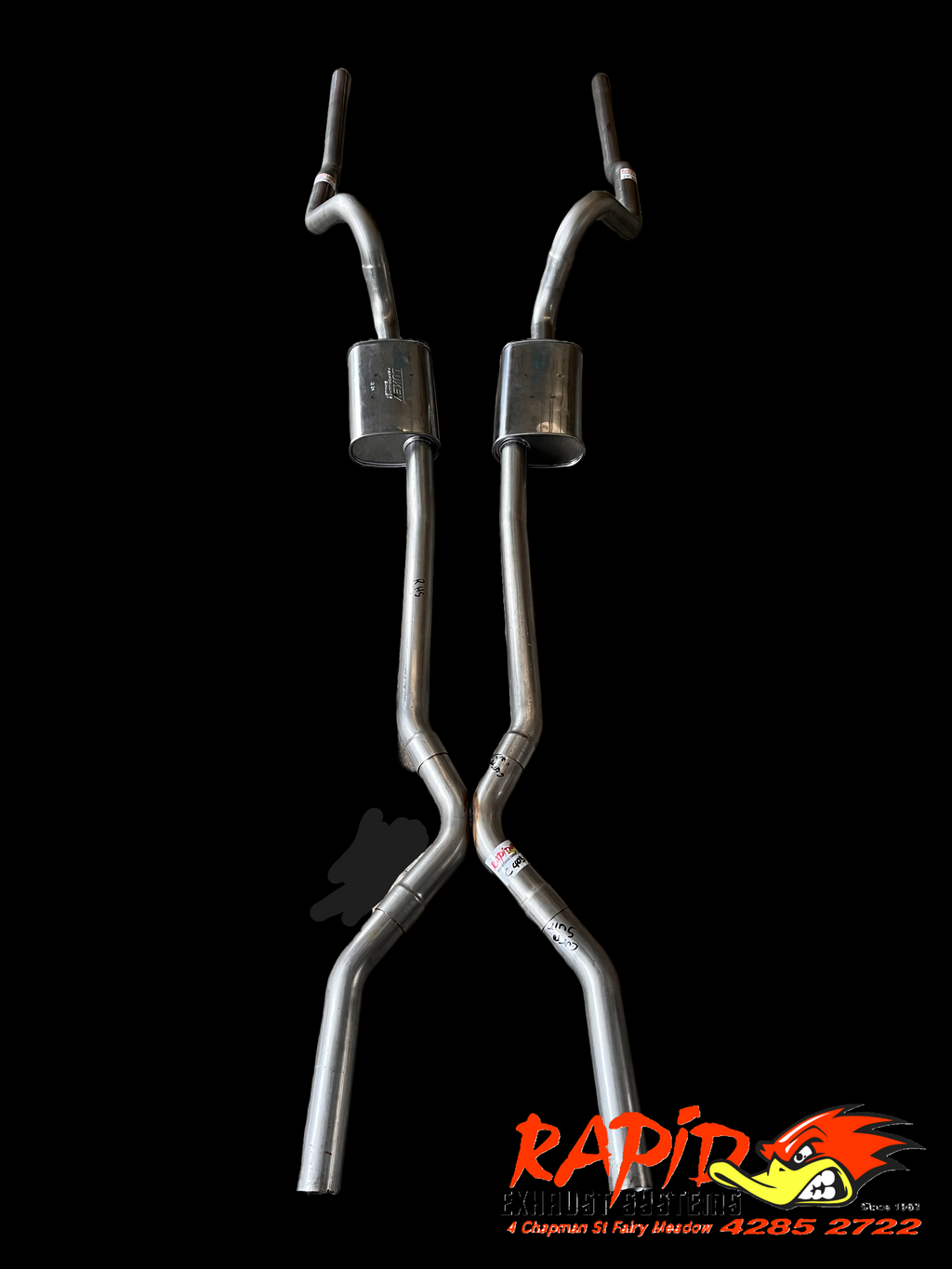 Ford Falcon XR, XT, XW, XY 2 1/2" Dual extractor back mandrel bent 409 S/S sports exhaust system with X pipe