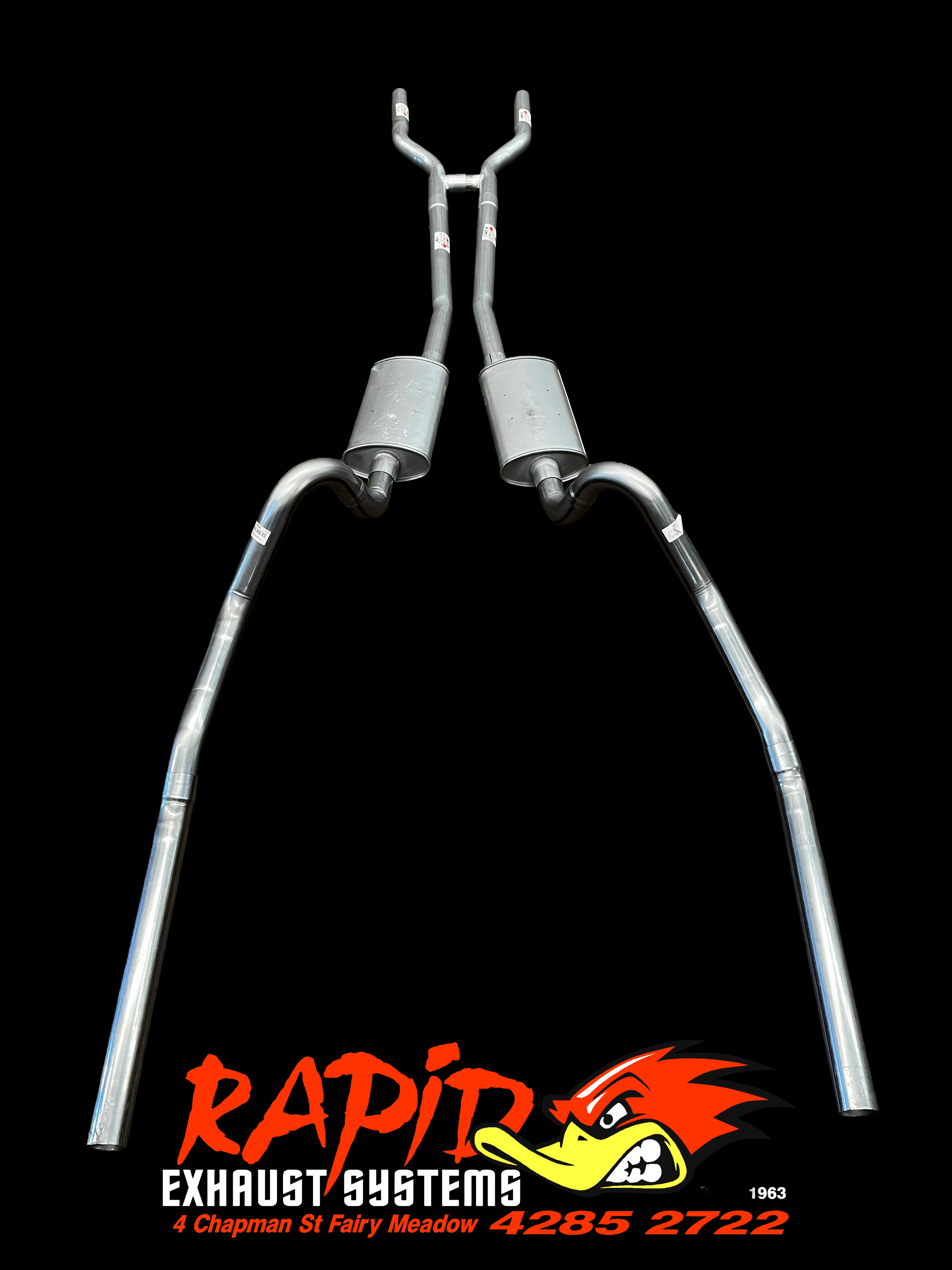 FORD XR, XT, XW, XY (V8) Sedan 2 1/4" Dual Sports Exhaust with b/pipe