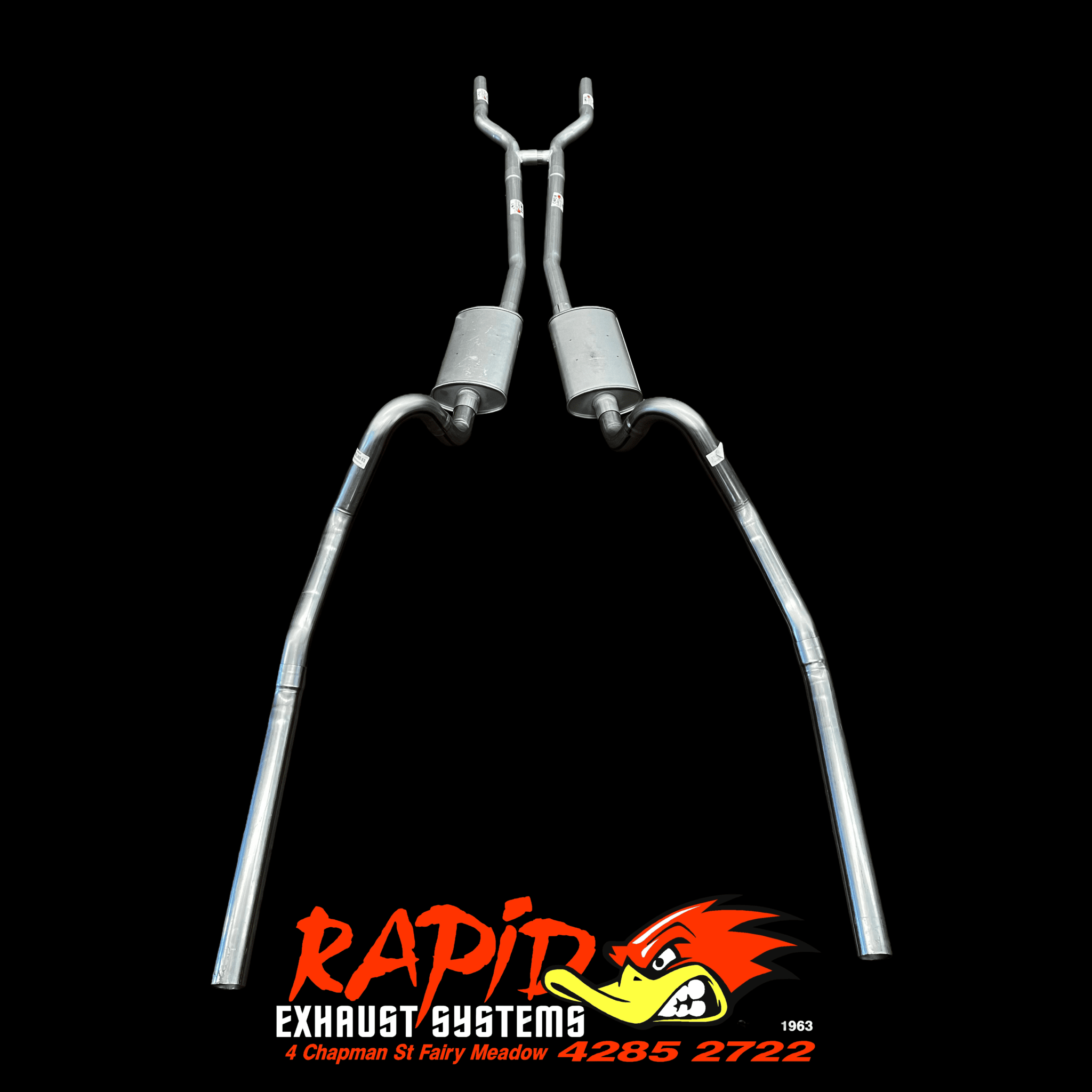 FORD XR, XT, XW, XY (V8) Sedan 2 1/4" Dual Sports Exhaust with b/pipe