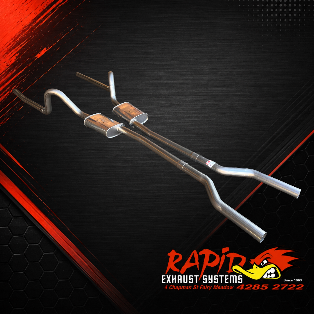 Ford XA, XB, XC (V8) Sedan 2 1/2" Dual Sports Exhaust (Inside Spring) 409 ss