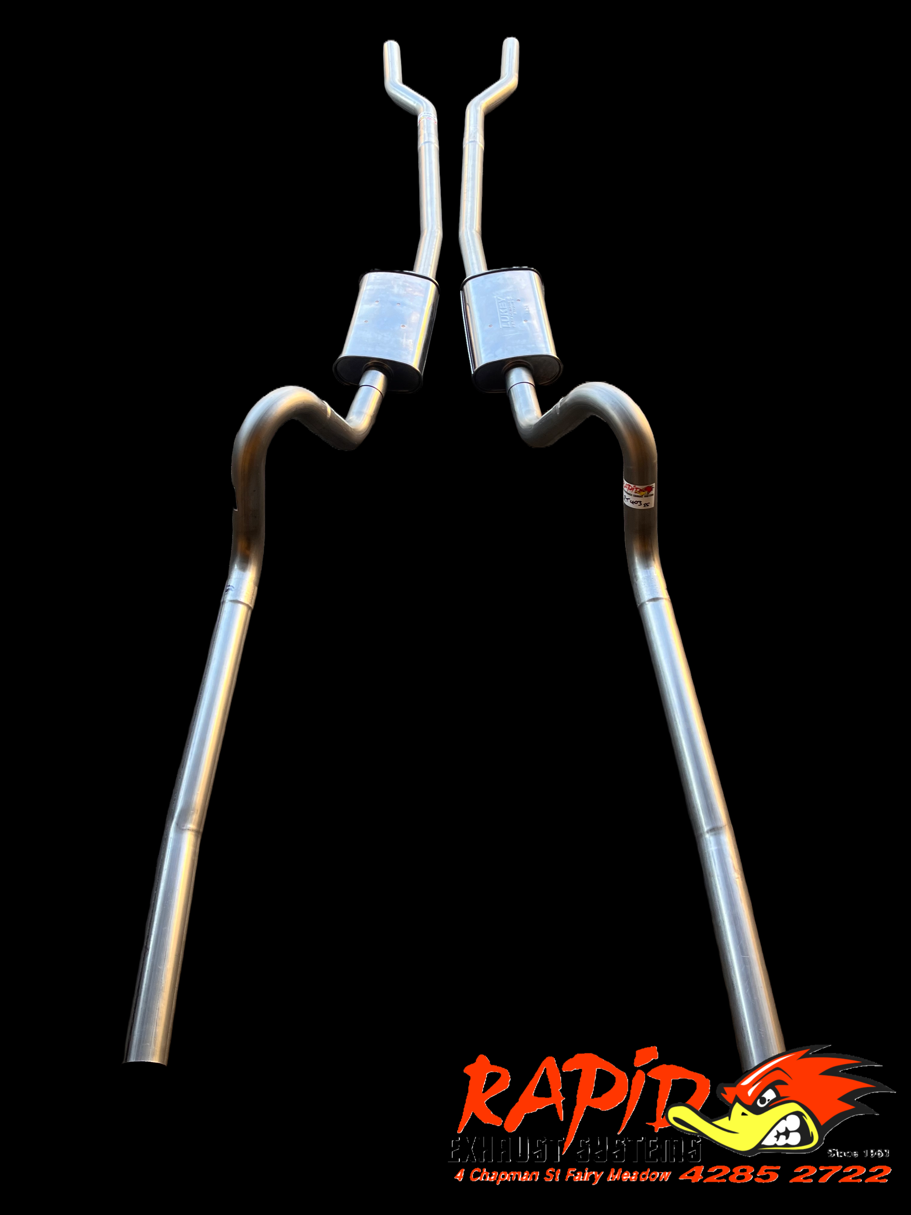 Ford XA, XB, XC (V8) Sedan 2 1/2" Dual Sports Exhaust (Inside Spring) 409 ss