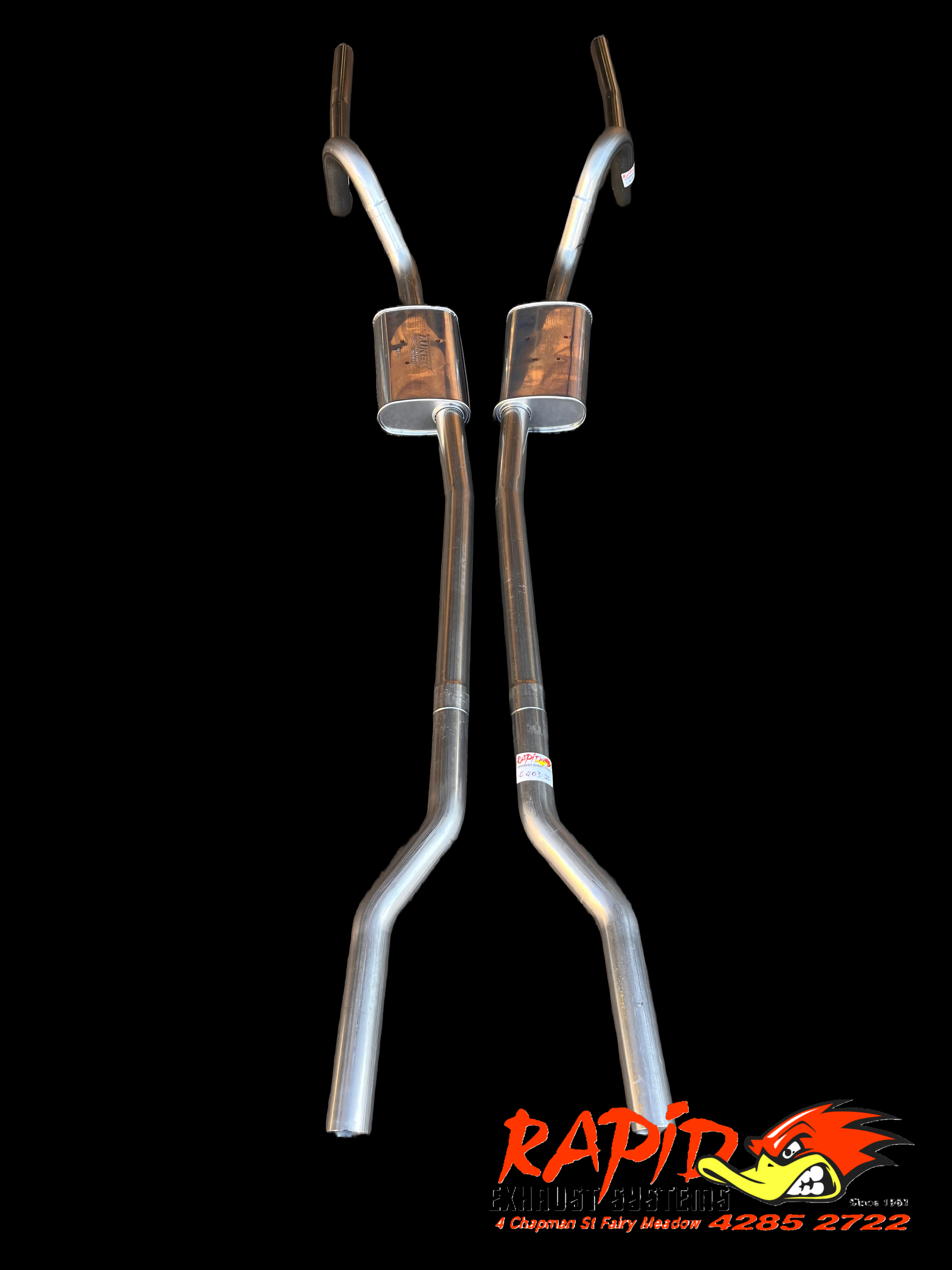 Ford XA, XB, XC (V8) Sedan 2 1/2" Dual Sports Exhaust (Inside Spring) 409 ss