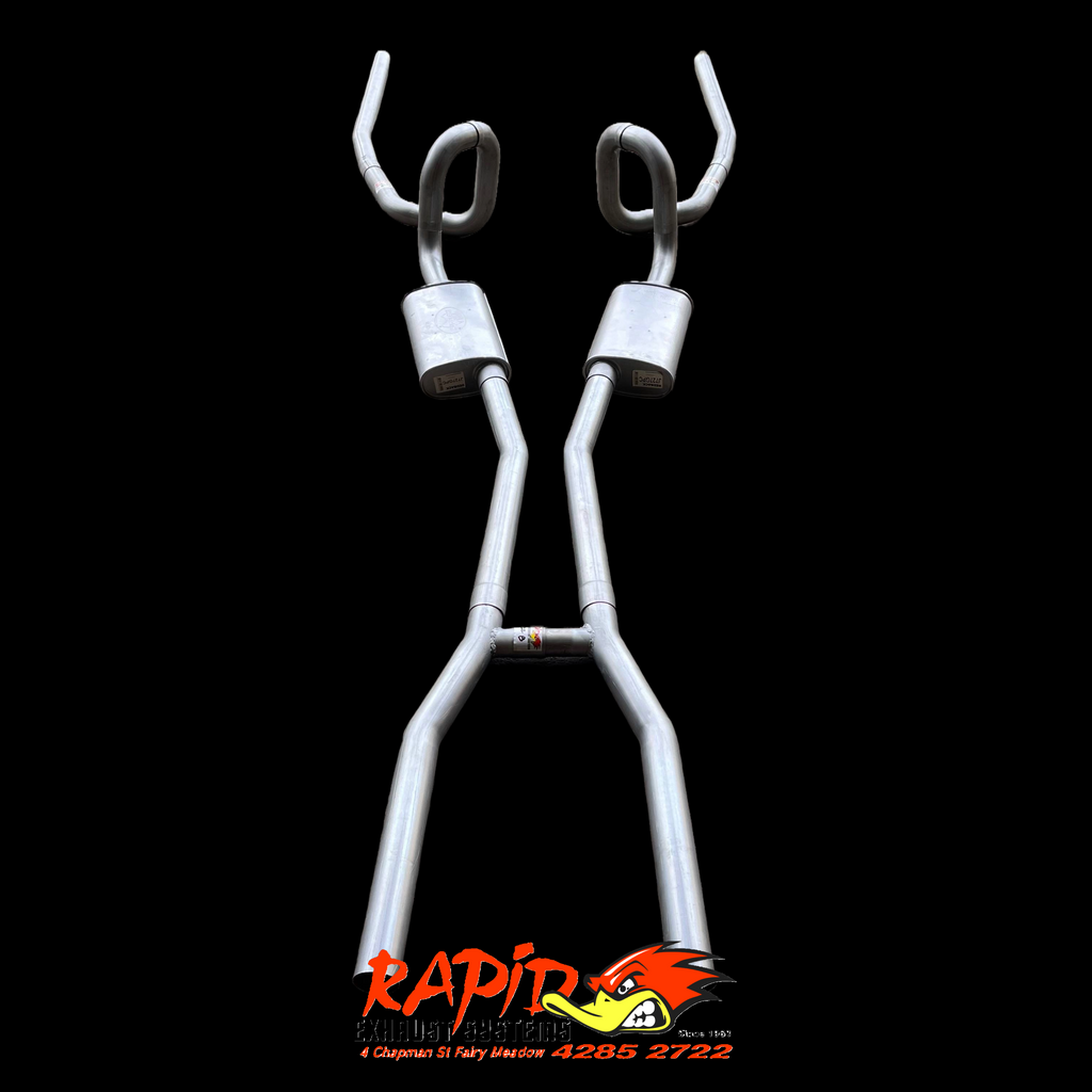 Holden HQ, HJ, HZ, HX (V8) Sedan 2 1/2" Mandrel bent Extractor back Dual Sports exhaust system with balance pipe