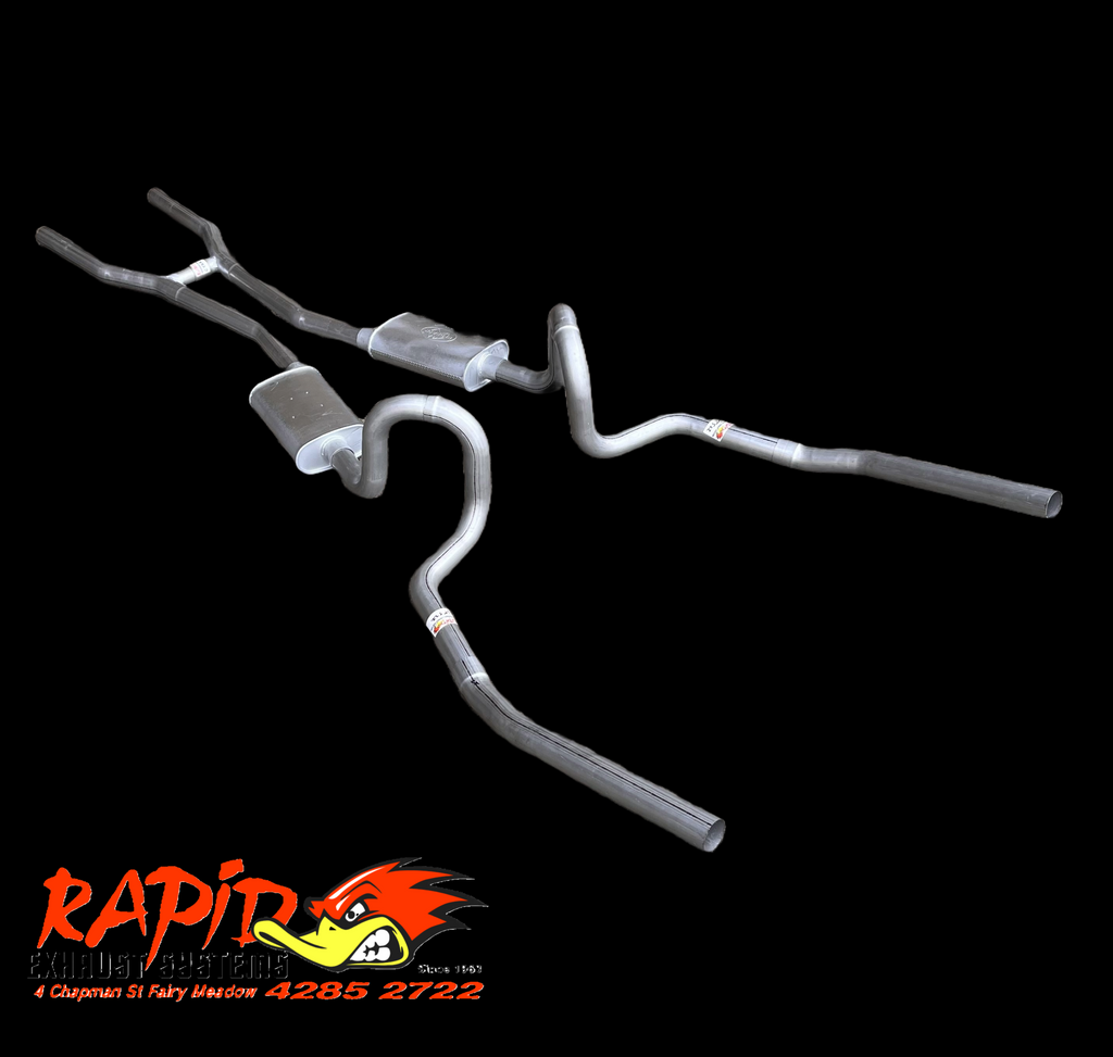 Holden HQ, HJ, HZ, HX (V8) Sedan 2 1/2" Mandrel bent Extractor back Dual Sports exhaust system with balance pipe